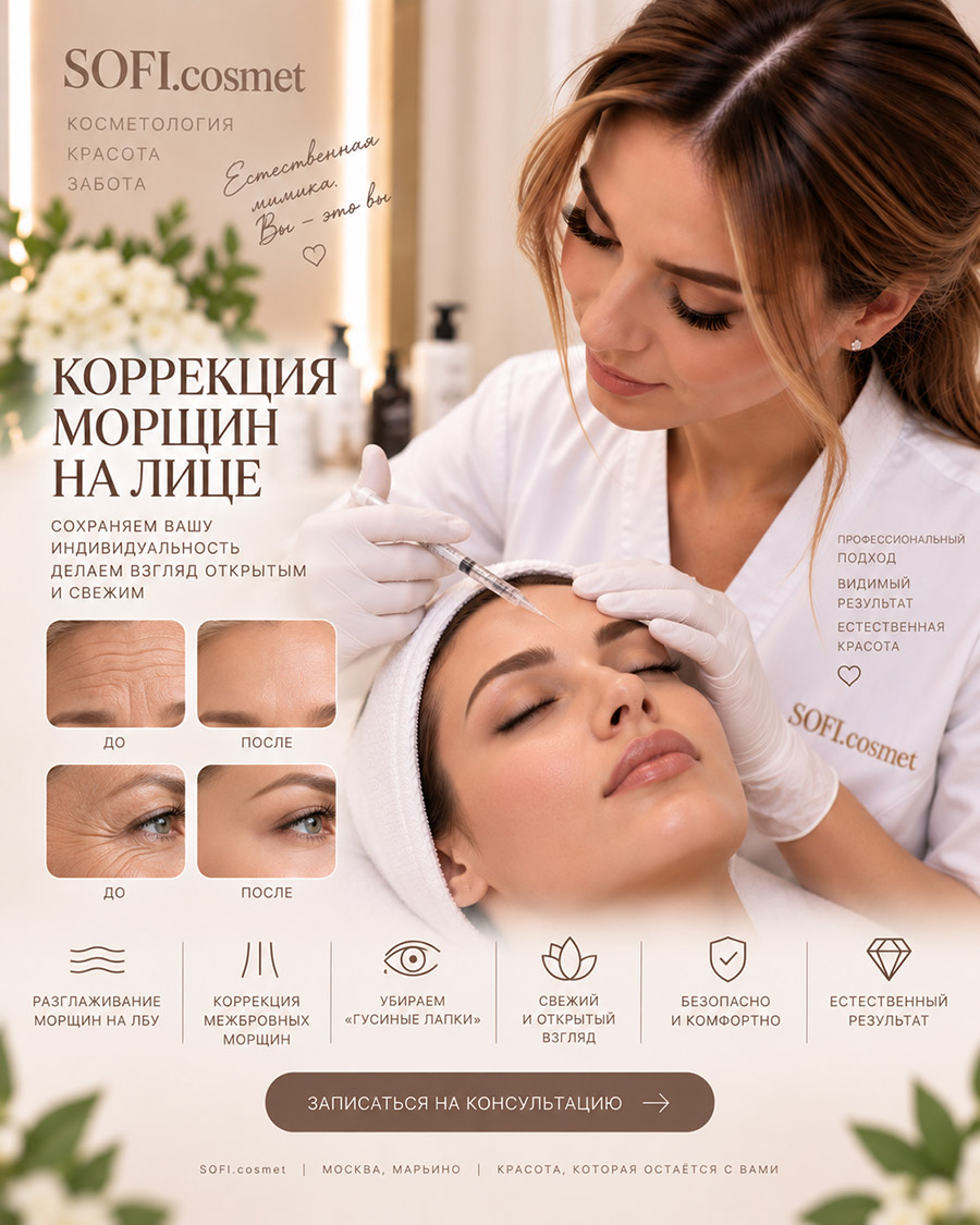 Коррекция морщин у косметолога SOFI.cosmet в Марьино