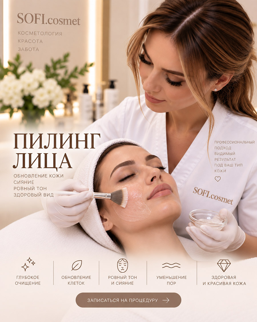 Пилинг лица у косметолога SOFI.cosmet в Марьино